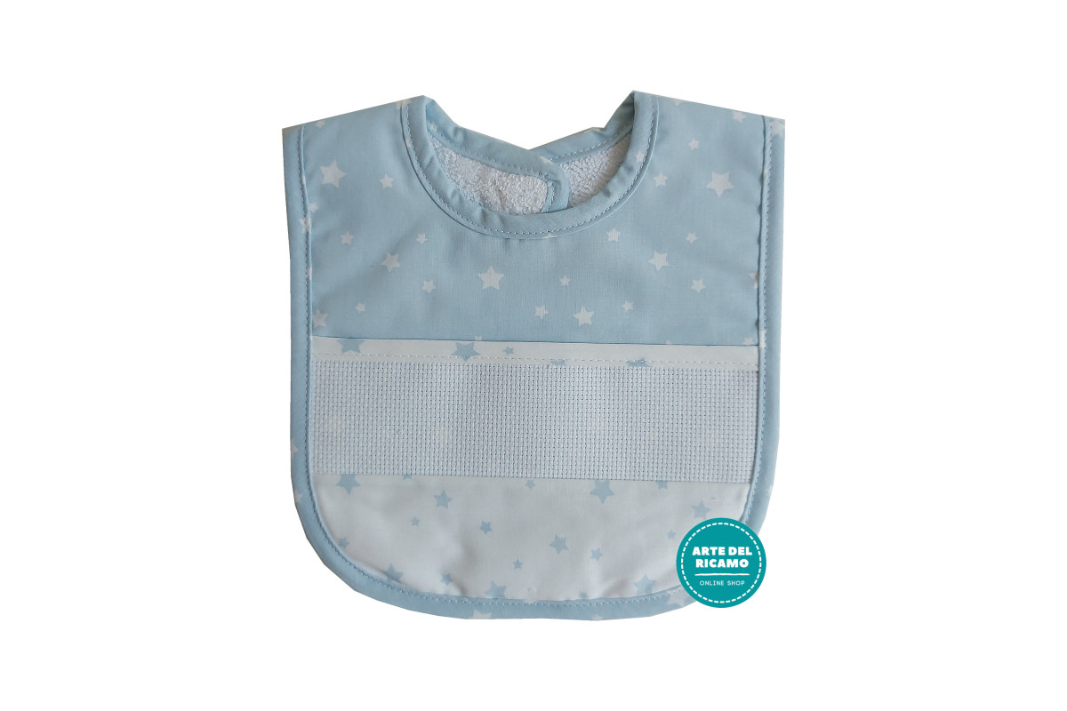 Light Blue Baby Bib with Strap Closure - Stars Light Blue Baby Bib with Strap Closure - Stars
