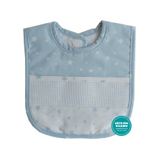 Babero Comida con Velcro Estrellas - Azul Claro Babero Comida con Velcro Estrellas - Azul Claro