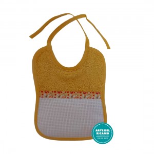 Terry Baby Bib with Aida Insert - Yellow with Bees