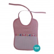 Terry Baby Bib with Aida Insert - Pink with Teddy Bear
