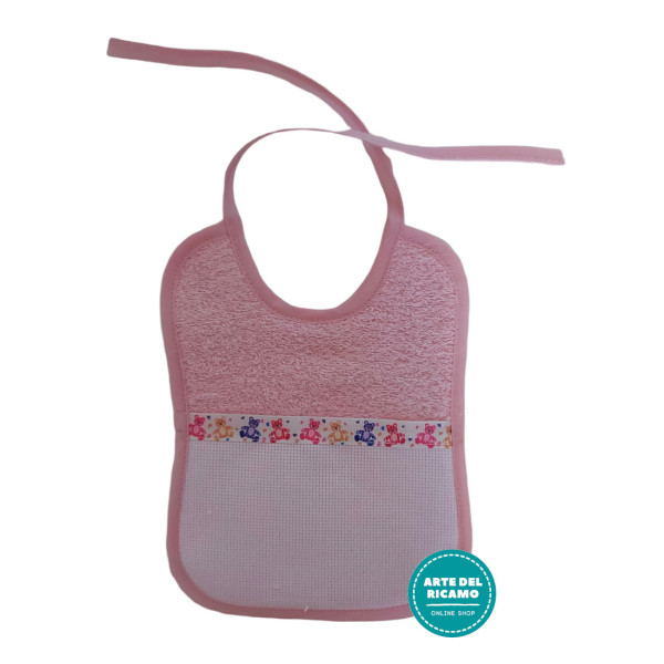 Babero de Rizo para Bebe - Rosa con Ositos