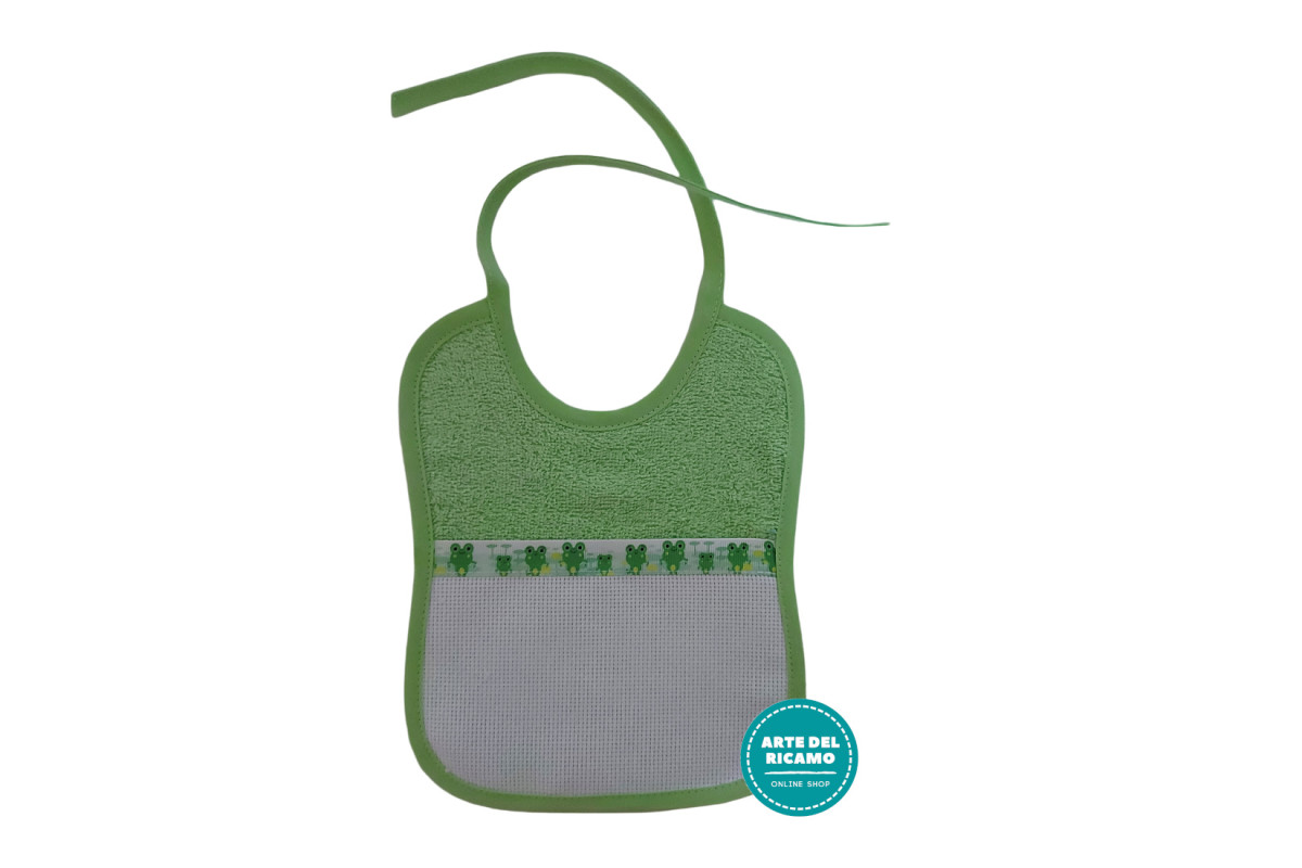 Babero de Rizo para Bebe - Verde con Ranas Babero de Rizo para Bebe - Verde con Ranas