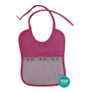 Terry Baby Bib with Aida Insert - Fuxia with Owl