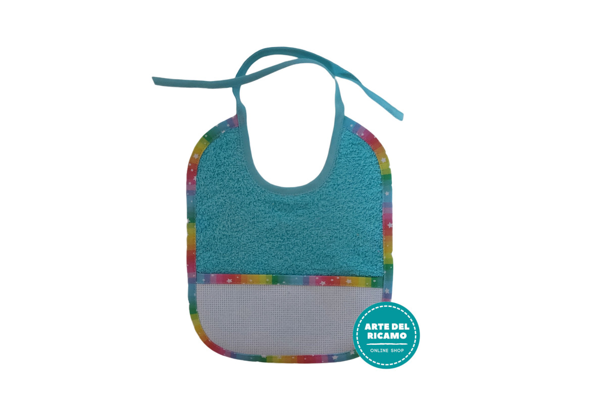 Terry Baby Bib with Aida Insert - Turquoise Terry Baby Bib with Aida Insert - Turquoise