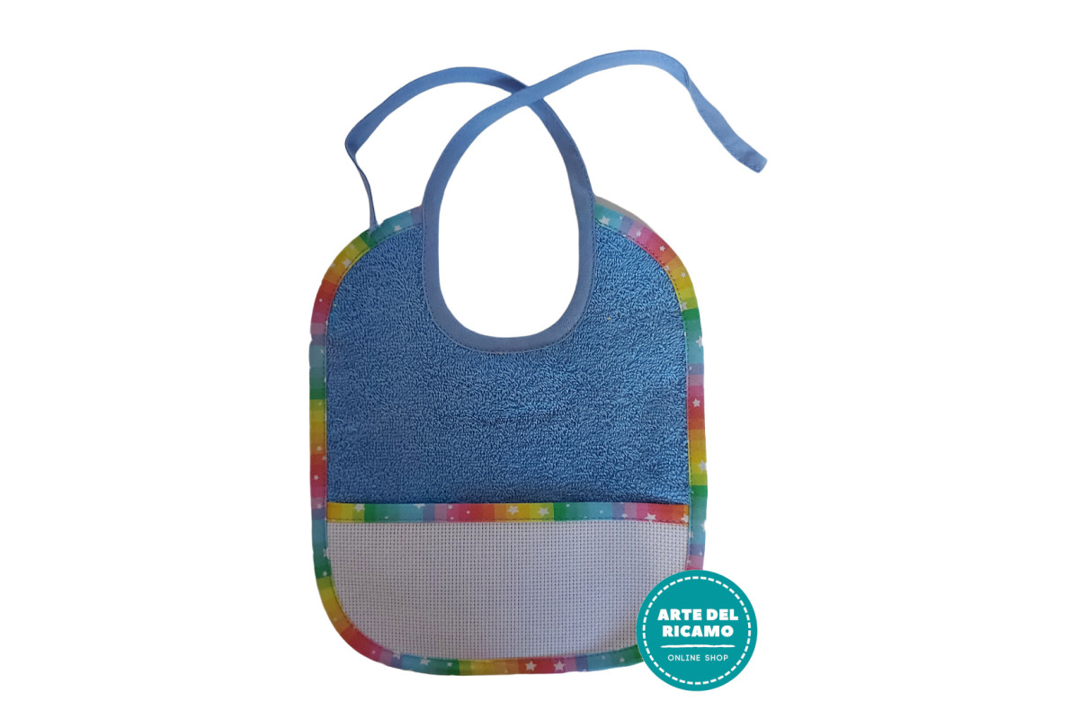 Terry Baby Bib with Aida Insert - Blue Terry Baby Bib with Aida Insert - Blue