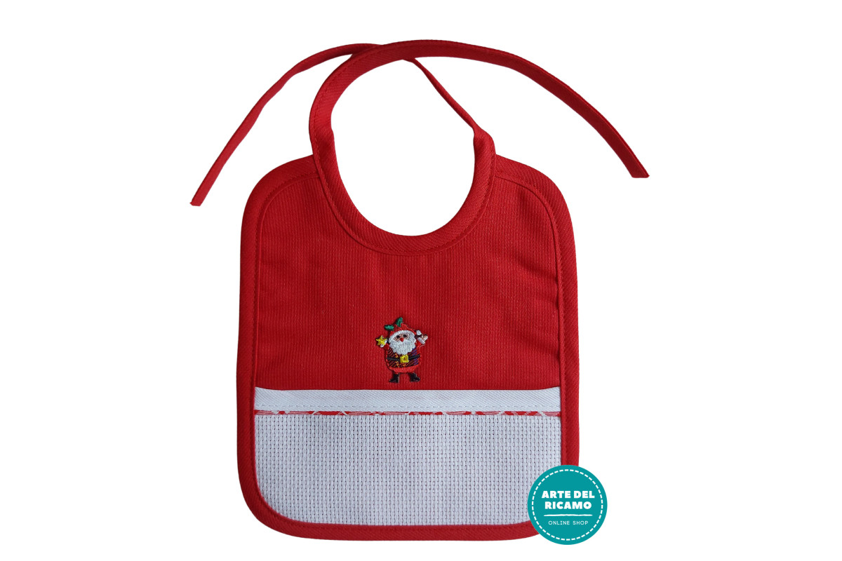 Christmas Baby Bib - Santa Claus with Bag with Bells Christmas Baby Bib - Santa Claus with Bag with Bells