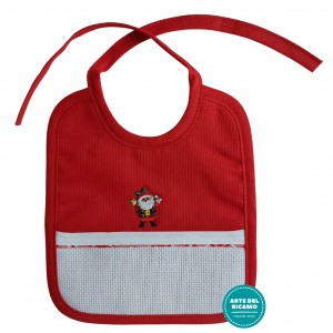 Christmas Baby Bib - Santa Claus with Bag with Bells