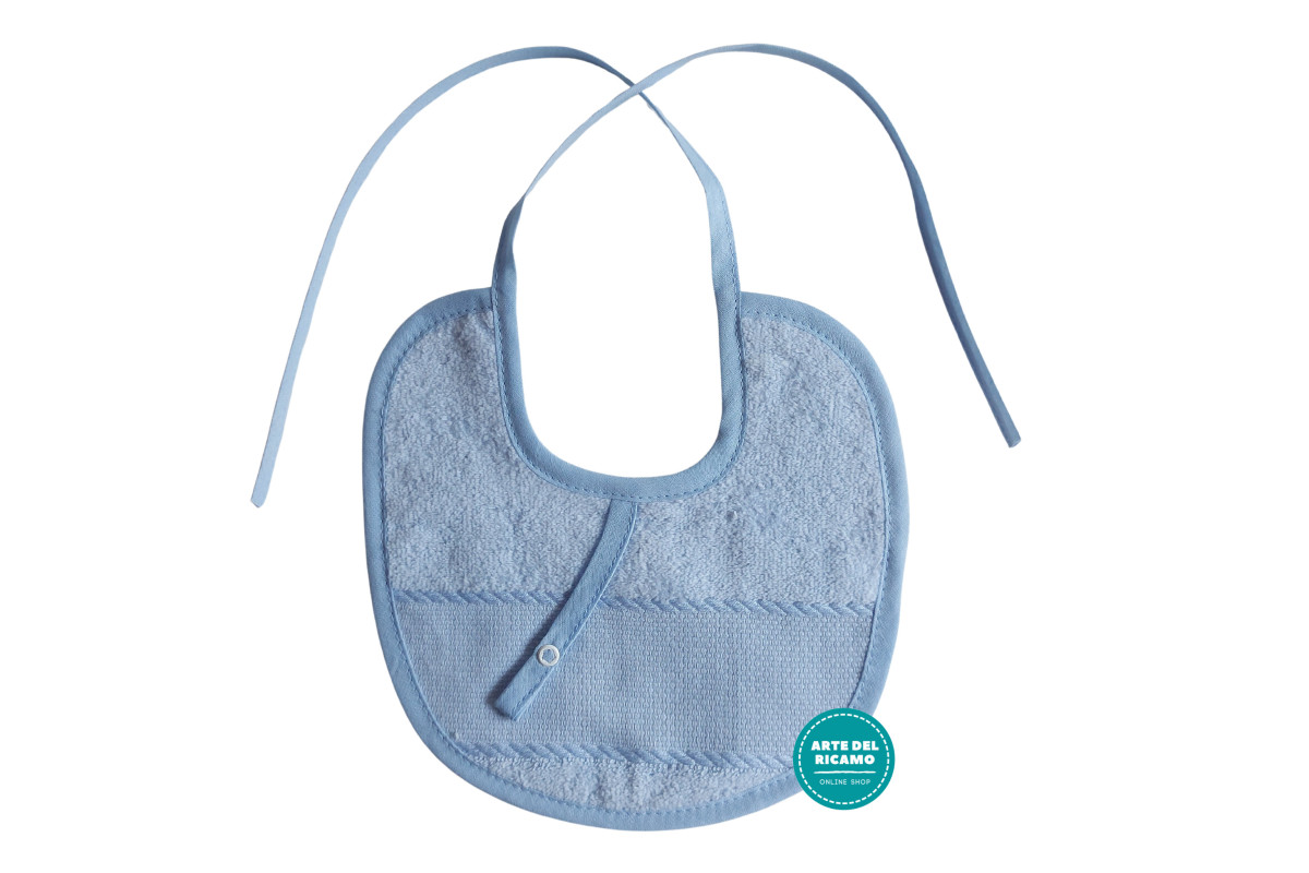 Babero para Bebé de Rizo con Porta Chupete - Celeste Babero para Bebé de Rizo con Porta Chupete - Celeste