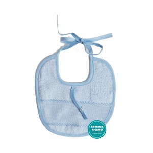 Terry Baby Bib with Pacifier Clip - Light Blue