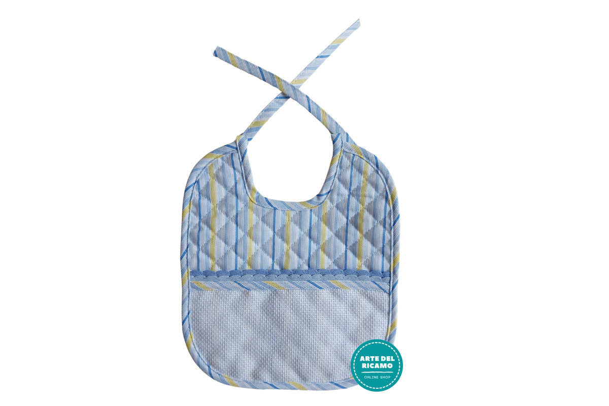 Soft Bib for your Baby - LIght Blue and Yellow Lines Soft Bib for your Baby - LIght Blue and Yellow Lines