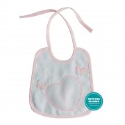 Marbet - Pink Baby Bib with Aida Heart and Butterflies
