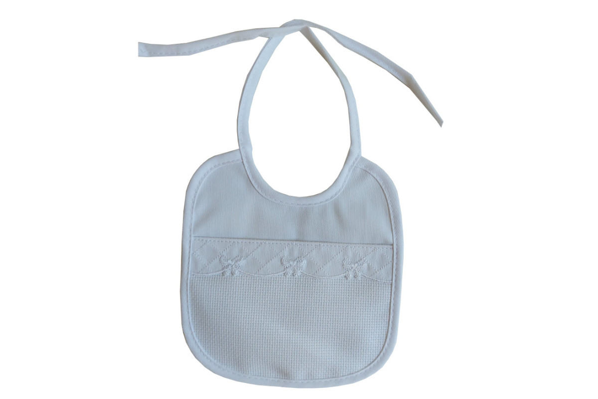 Marbet - White Baby Bib with Bows