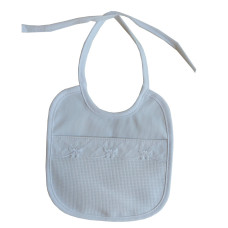 Marbet - Babero Bebé  Blanco con Lazos
