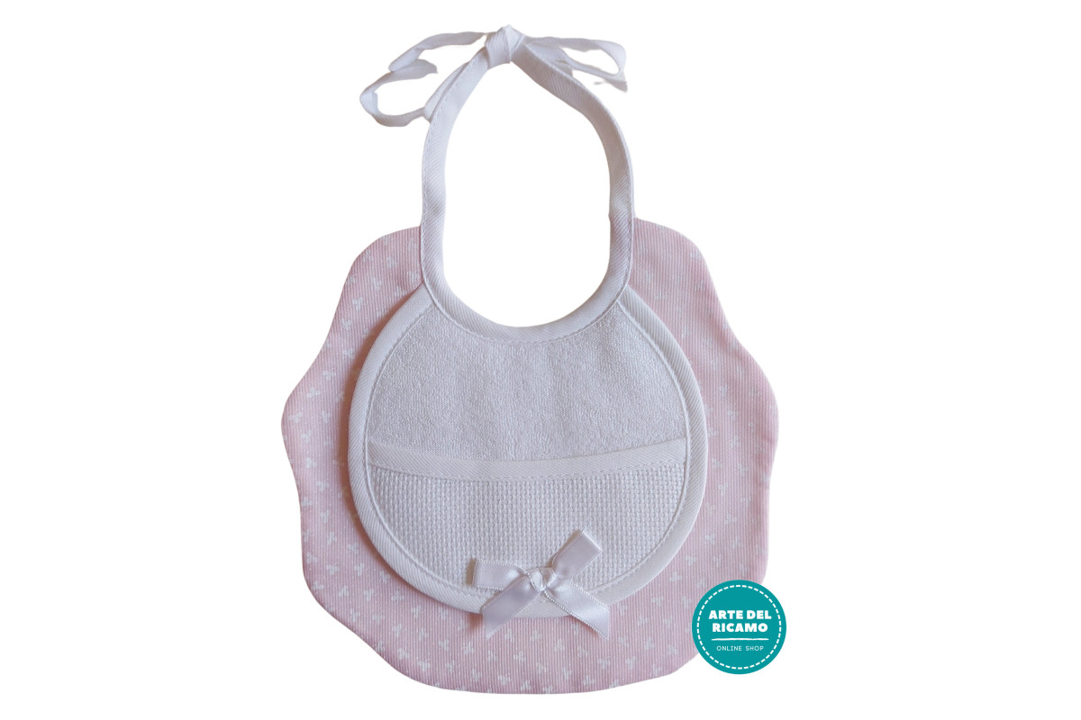 Baby Bib Ready to Stitch - Pink - My First Linen Baby Bib Ready to Stitch - Pink - My First Linen