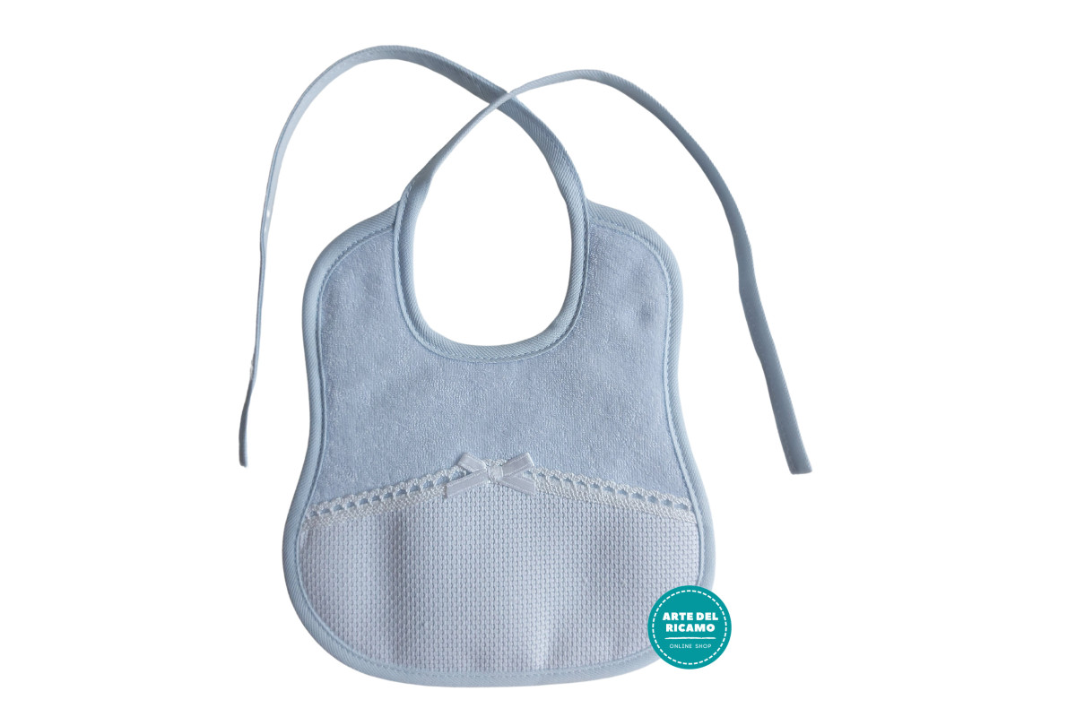 Elegante Babero de Rizo para Bebé - Celeste Elegante Babero de Rizo para Bebé - Celeste