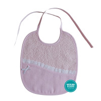 Bavaglino Pappa con Bordo Sangallo - Rosa Bavaglino Pappa con Bordo Sangallo - Rosa