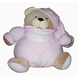 Pink Teddy Bear with Baby Bib to Cross Stitch - Size Medium
