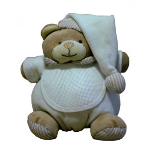 Teddy Bear with Baby Bib - Ready to Stitch - White