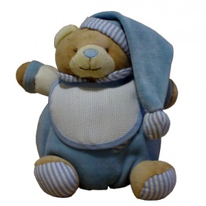 Teddy Bear with Baby Bib - Ready to Stitch - Light Blue