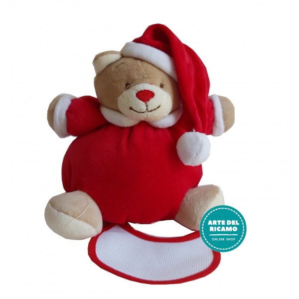 Oso de Peluche con Babero para Bordar - Navidad