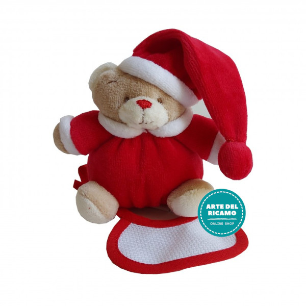 Christmas Teddy Bear with Baby Bib - Small