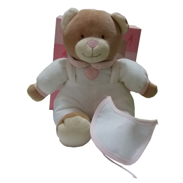 Peluche Orsacchiotto da Ricamare - Bianco e Rosa