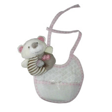 Orsetto ad Anello con Bavaglino  da Ricamare - Rosa