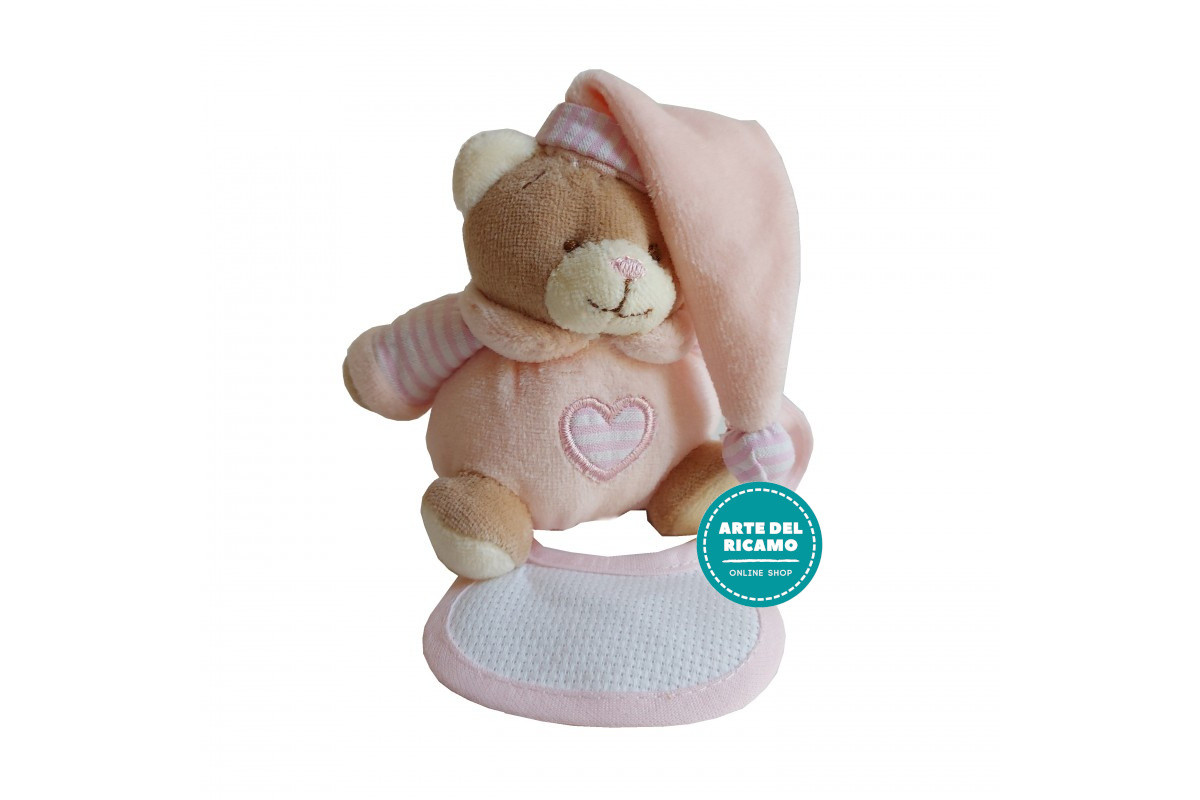 Peluche con Babero para Bordar a Punto de Cruz - Rosa Peluche con Babero para Bordar a Punto de Cruz - Rosa