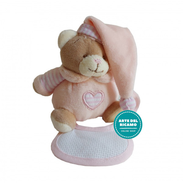 Peluche Orsetto con Bavaglino Ricamabile - Rosa