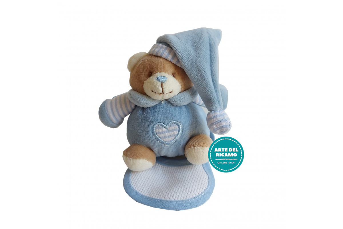 Peluche Orsetto con Bavaglino Ricamabile - Celeste Peluche Orsetto con Bavaglino Ricamabile - Celeste