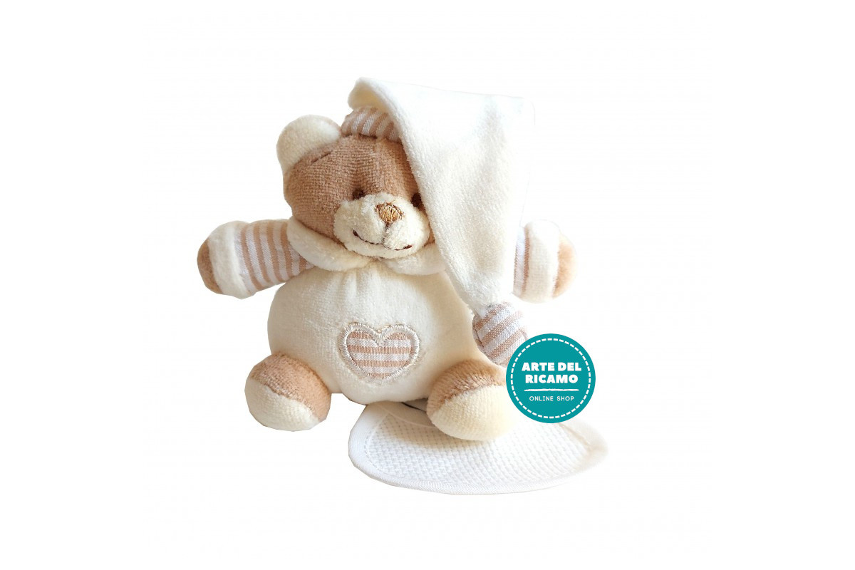 Peluche con Babero para Bordar a Punto de Cruz - Crema Peluche con Babero para Bordar a Punto de Cruz - Crema