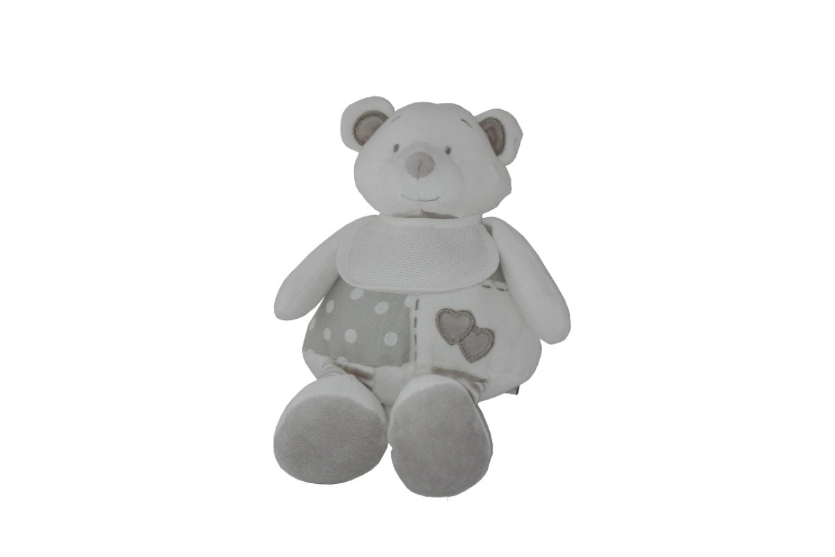 Peluche Orsacchiotto con Bavaglino da Ricamare - Bianco