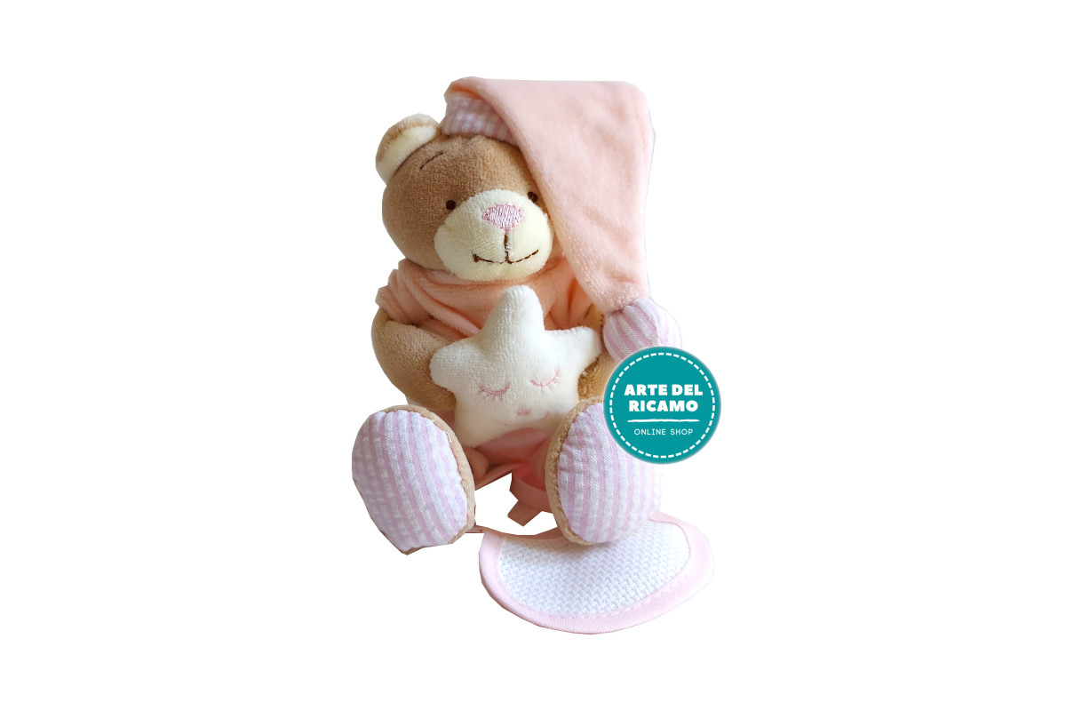 Peluche Orsetto con Stellina e Bavaglino Ricamabile - Rosa Peluche Orsetto con Stellina e Bavaglino Ricamabile - Rosa