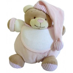 Teddy Bear with Baby Bib - Ready to Stitch - Pink