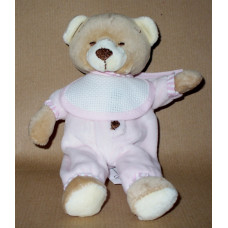 Oso de Peluche y Bolsa para Chupete con tela Aida - Rosa