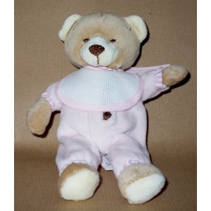 Teddy Bear with Ready to Stitch Baby Bib - Pink