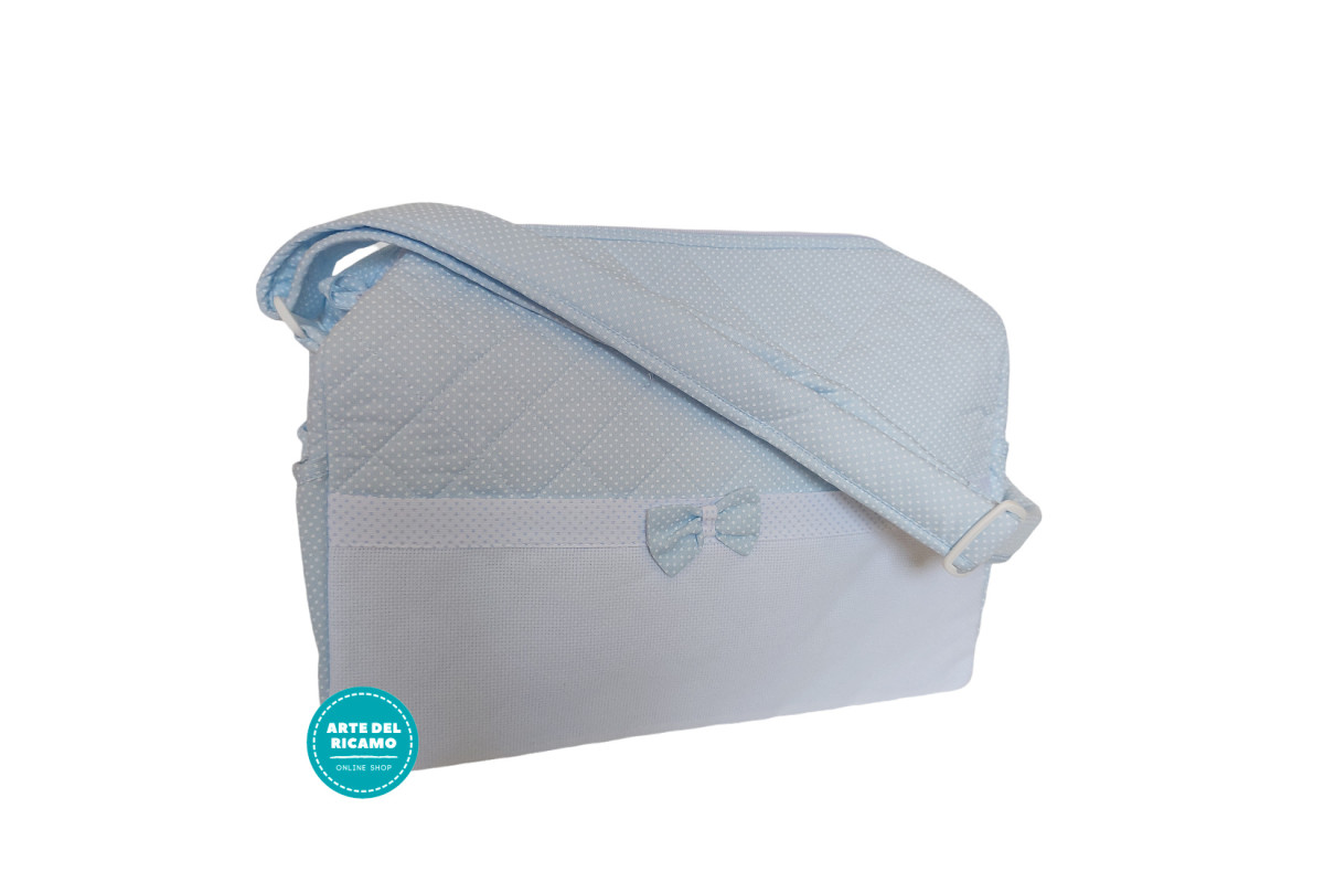 Bolsa de Pañales para Bebé Color Azul con Lunares Blancos Bolsa de Pañales para Bebé Color Azul con Lunares Blancos