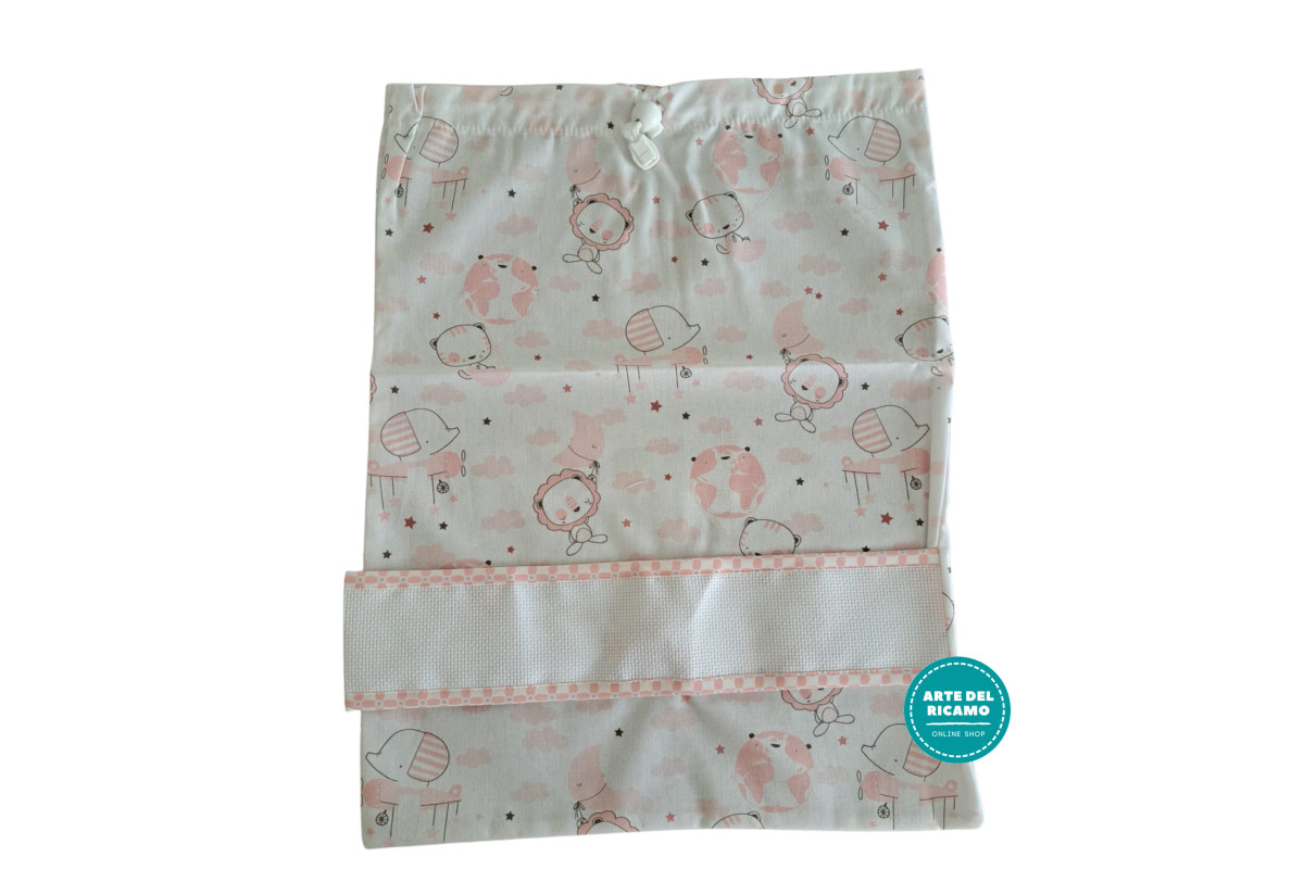 Sacca Asilo - Animali con Nuvole Rosa Sacca Asilo - Animali con Nuvole Rosa
