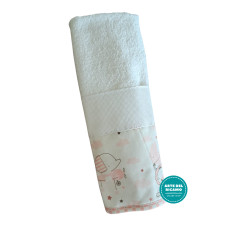 Asciugamano Spugna Ricamabile - Animali con Nuvole Rosa Asciugamano Spugna Ricamabile - Animali con Nuvole Rosa