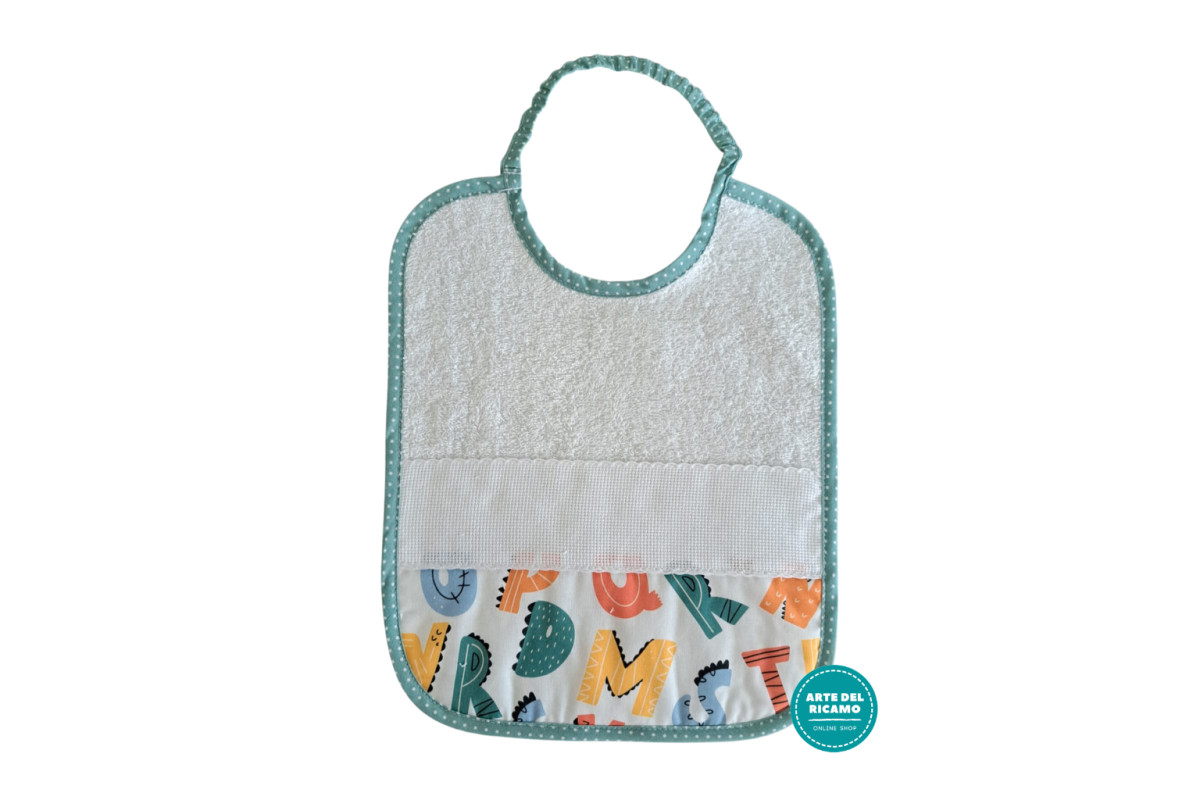 Terry Baby Bib with Aida Band - Alphabet Terry Baby Bib with Aida Band - Alphabet