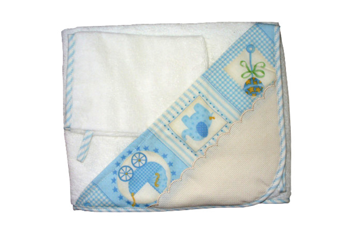 Bath Baby Cape and Wash Mitt - Baby Fancy - Light Blue Bath Baby Cape and Wash Mitt - Baby Fancy - Light Blue