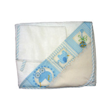 Accappatoio Triangolo da Ricamare Fantasia Baby Quadri e Righe - Celeste Accappatoio Triangolo da Ricamare Fantasia Baby Quadri e Righe - Celeste