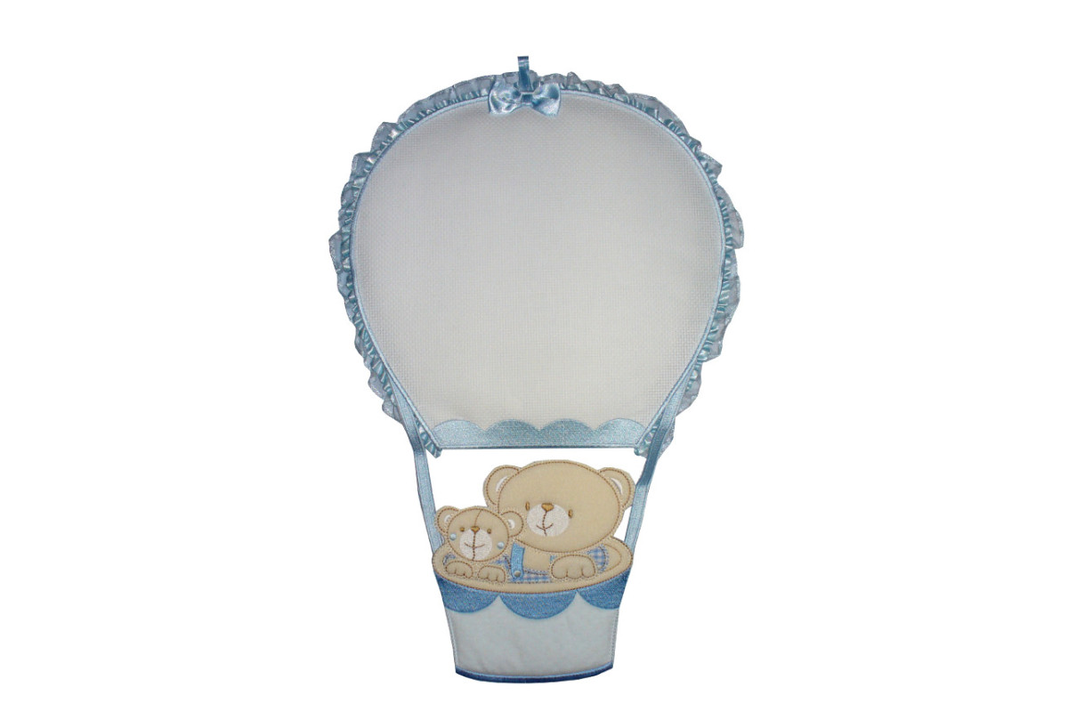 Baby Cockade Announcement - Air Balloon with Teddy Bear - Ligh Blue Baby Cockade Announcement - Air Balloon with Teddy Bear - Ligh Blue