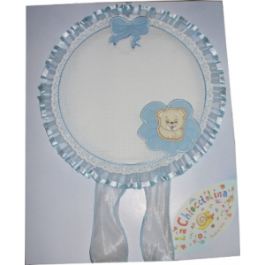 Baby Cockade Announcement - Light Blue Round  with Teddy Bear