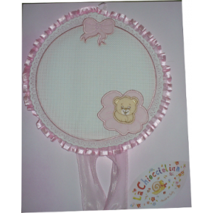 Baby Cockade Announcement - Pink Round  with Teddy Bear
