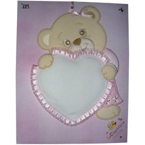 Baby Cockade Announcement - Pink with Teddy Bear and Heart
