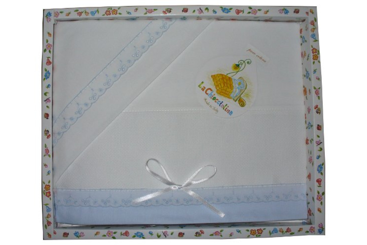 Set Lenzuolino Lettino per Bambini - Celeste Set Lenzuolino Lettino per Bambini - Celeste