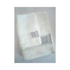 Coppia Asciugamani Spugna da Ricamare  con Greca Jacquard