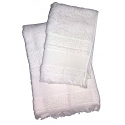 Toalla de Baño para Bordar - Franja - Color Blanco