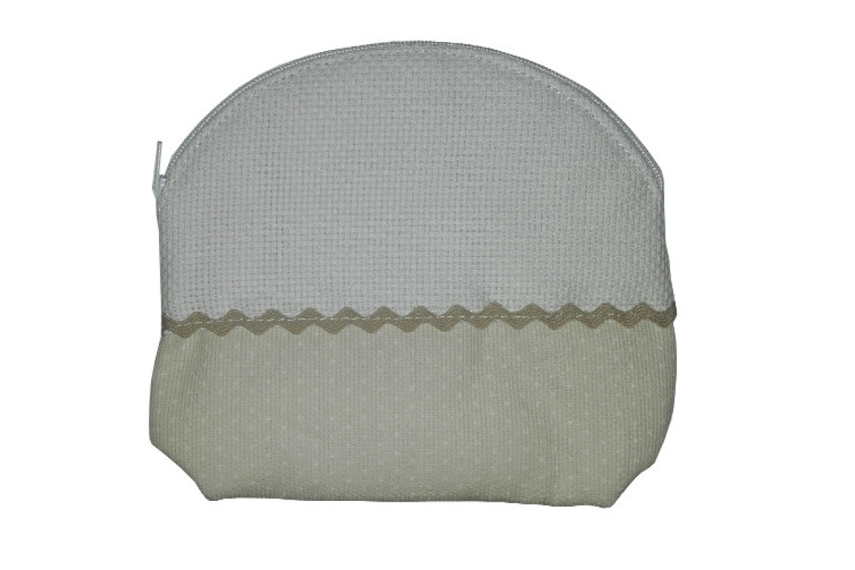 Small Cosmetic Pouch to Cross Stitch - Cream with Little White Dots Small Cosmetic Pouch to Cross Stitch - Cream with Little White Dots